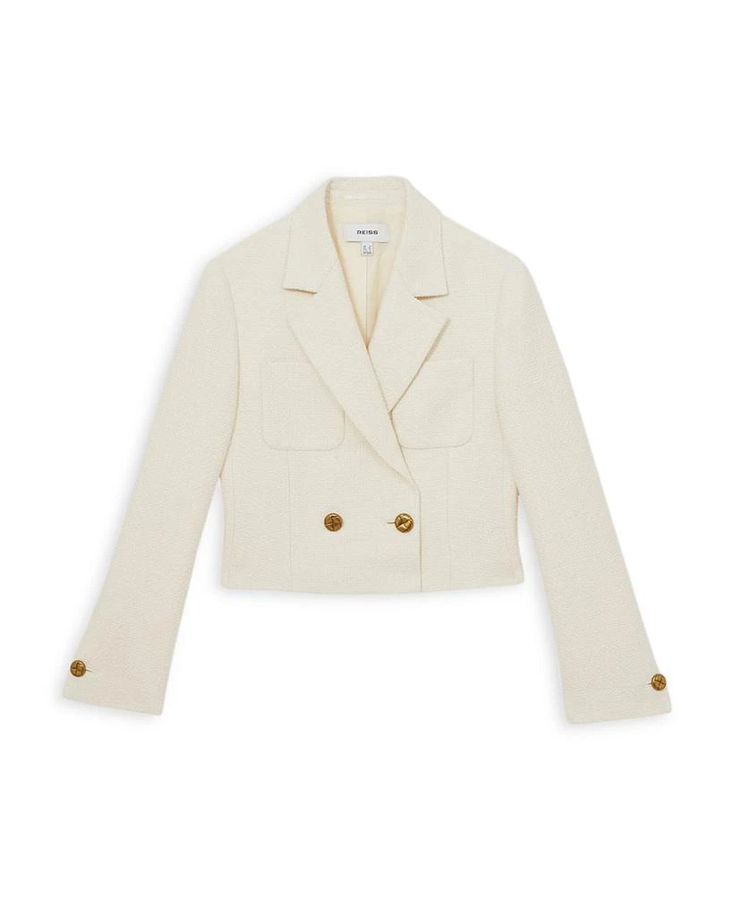 REISS Mia Cropped Double Breasted Textured Blazer White 7