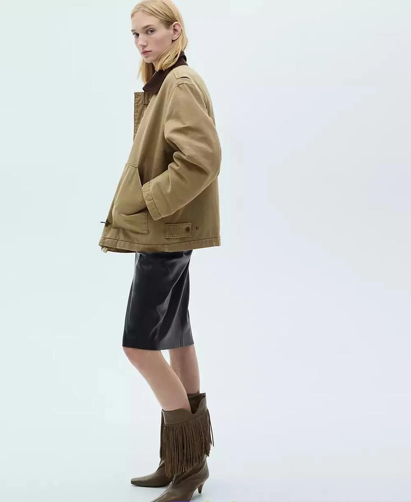 Mango Women's Contrasting Collar And Pockets Detail Parka Jacket 6