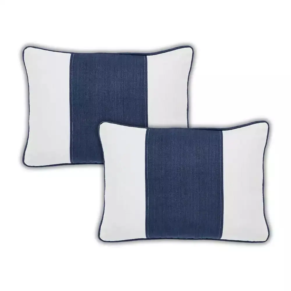 IHI Home Maya Linen Stripe Lumbar Throw Pillow Covers, 14"x 20", Set of 2