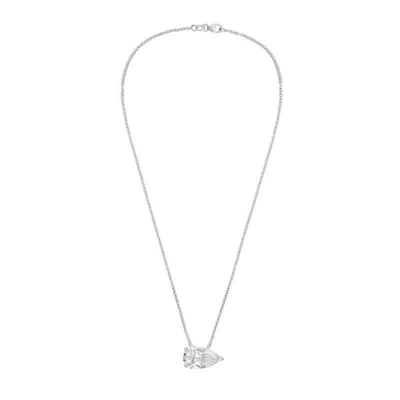 Diana M Jewels 14kt white gold lab grown pear shape east west diamond pendant weighing 1.00 ct in a prong setting 2