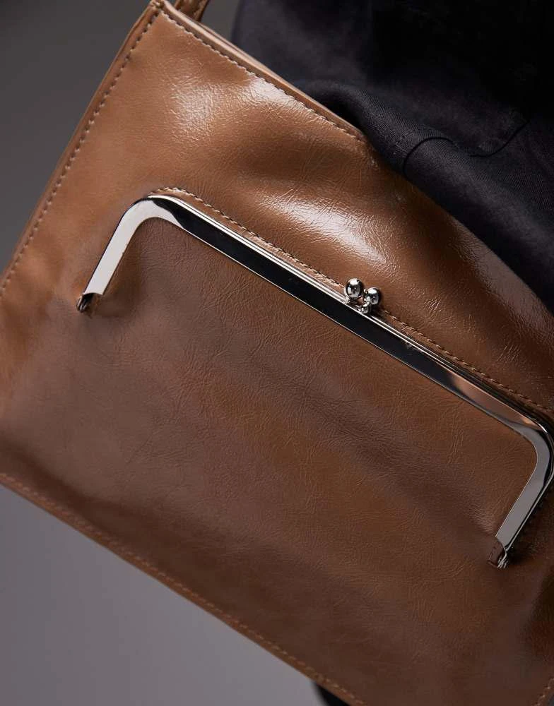 Mango Mango front pocket detail shoulder bag in tan 2