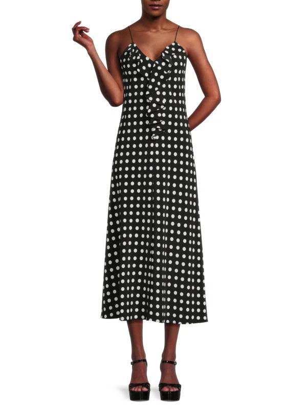 Karl Lagerfeld Paris Polka Dot Ruffle Midi Dress 1