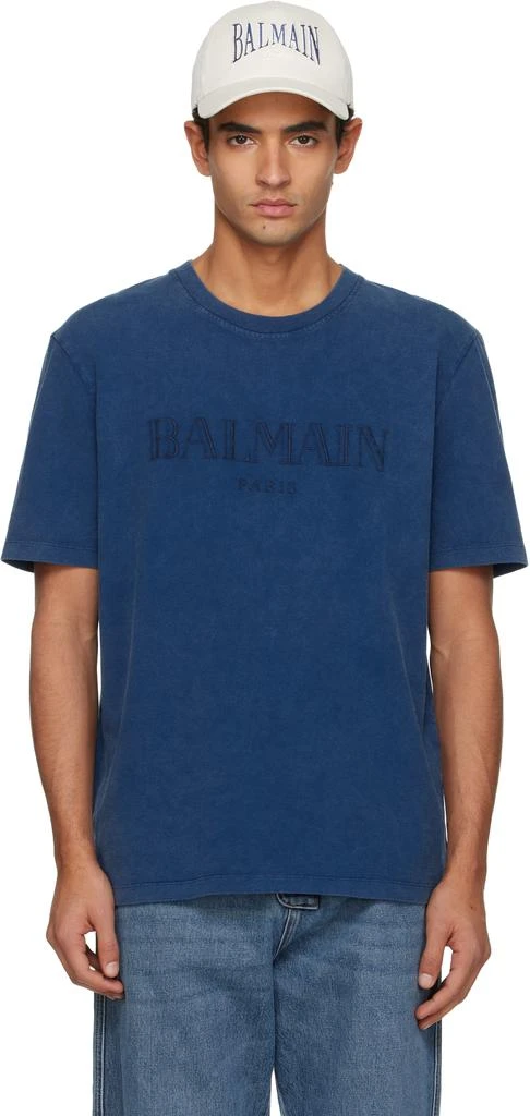 Balmain Blue Vintage 
Balmain
 Embroidered T-shirt 1
