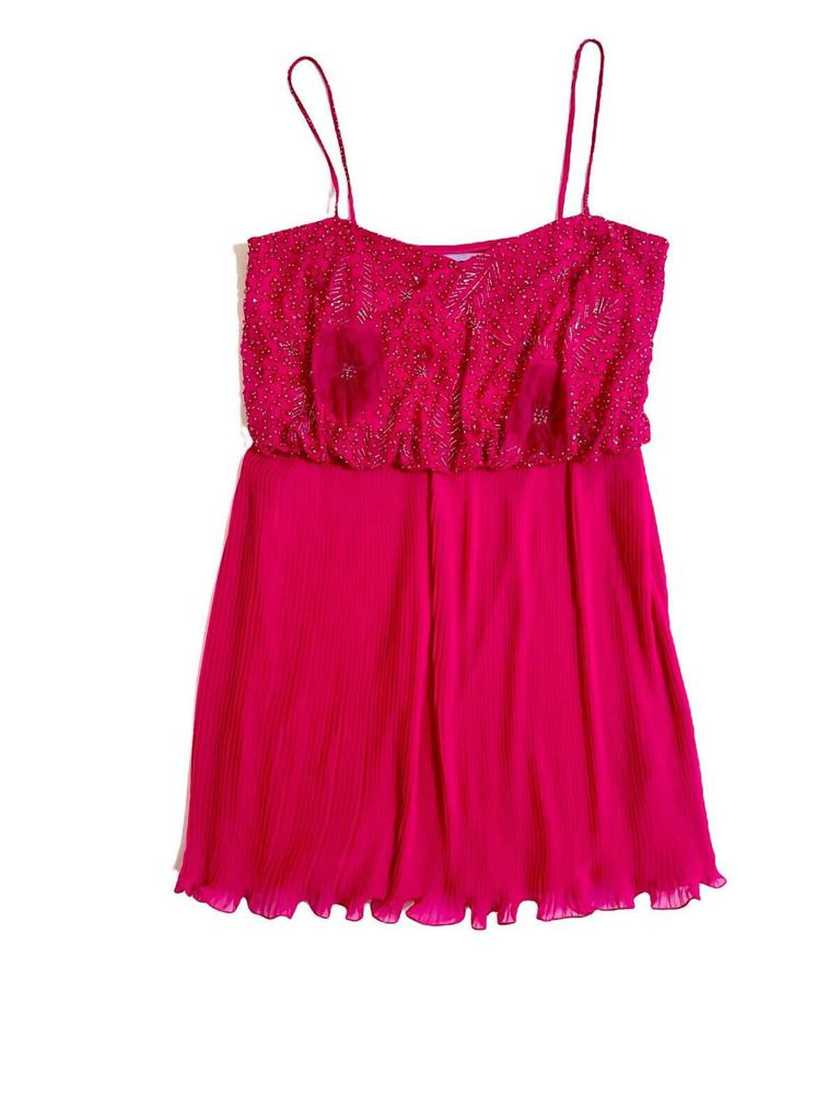 JS Collections Js Collections - Women's Beaded Chiffon Mini Pleated Prom Dress