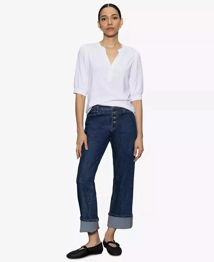 Sanctuary Women's Mixed-Media Button-Front Tee 4