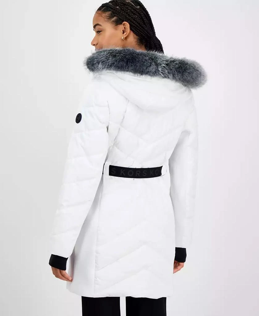 Michael Kors Women
s Faux-Fur-Trim Hooded Belted Puffer Coat 2