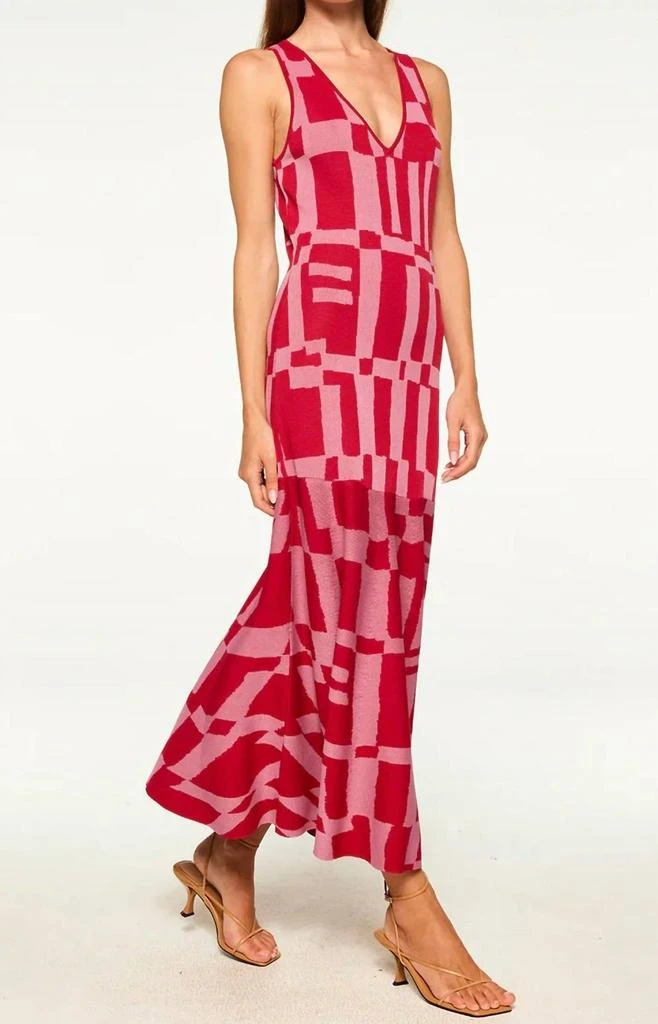 MISA Brenna Knit Midi Dress In Red/pink 2