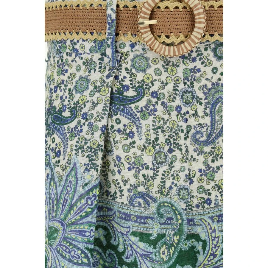 Zimmermann Ottie Paisley Print Belted Linen Shorts 3