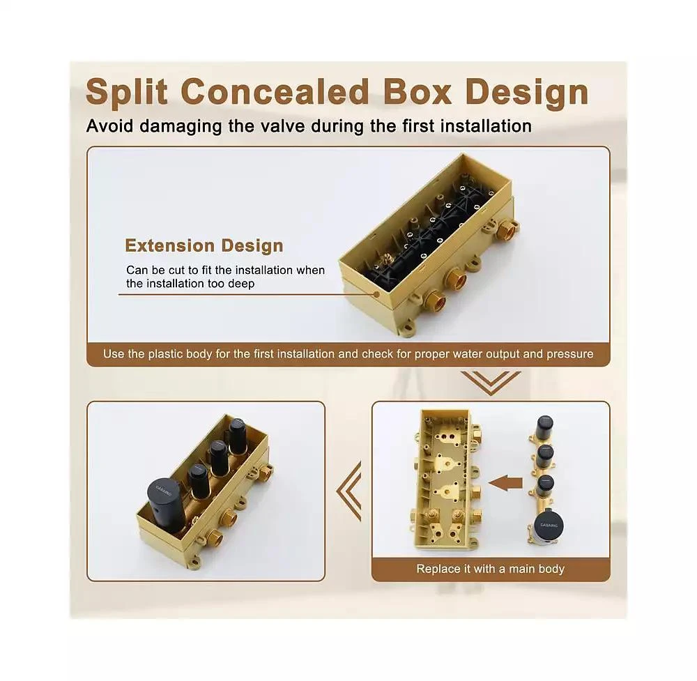 CASAINC 3 Functions 12 Inch Ceiling Mounted Thermostatic Shower System 3