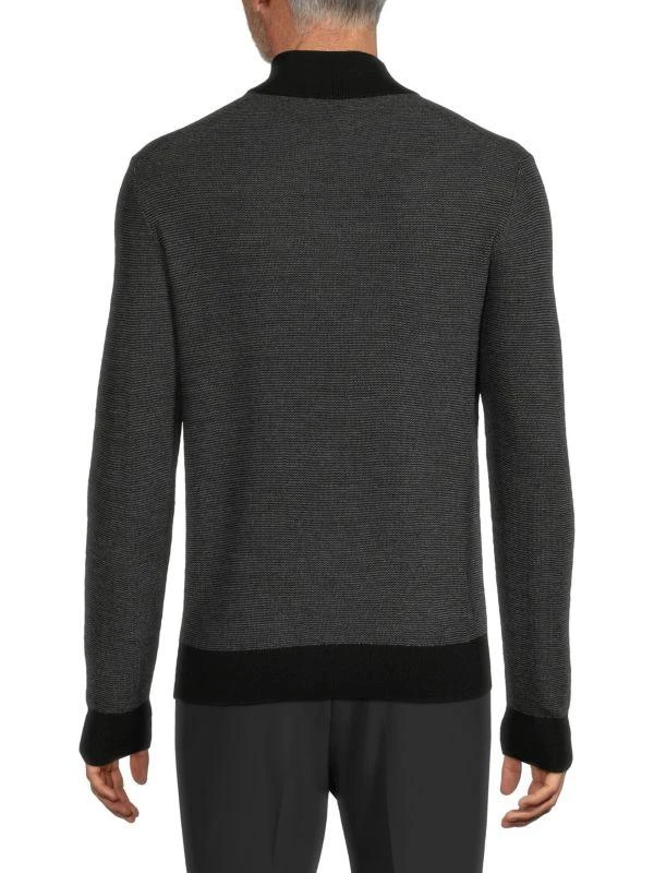 Bruno Magli Classic Fit Striped Merino Wool Quarter Zip Sweater 2