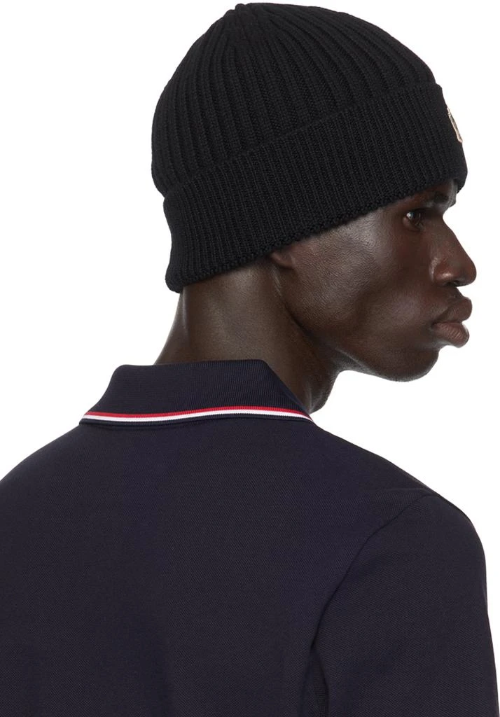 Moncler Black Ribbed Knit Wool Beanie 3