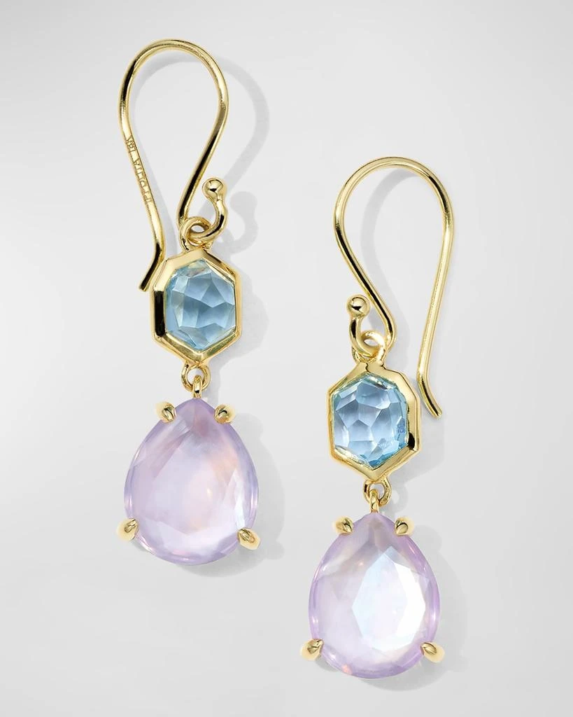 Ippolita 18K Gold Rock Candy Small Snowman Earrings in Swiss Blue Topaz Rock Crystal