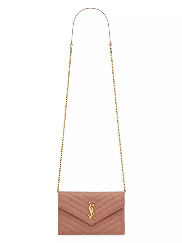 Yves Saint Laurent Cassandre Envelope Chain Wallet in Lambskin 1