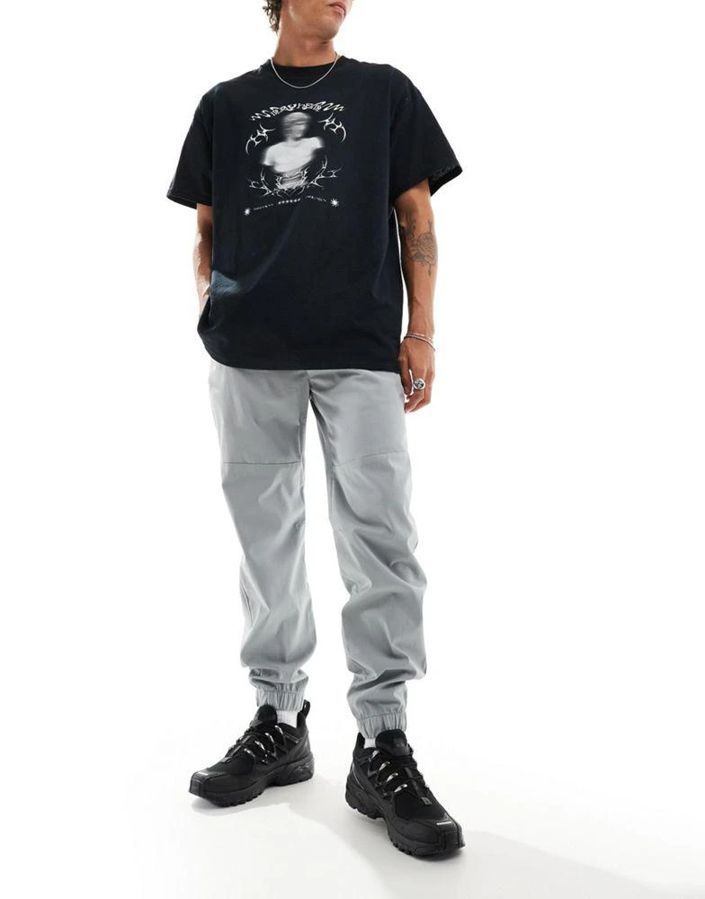 HOLLISTER Hollister cuffed cotton nylon skinny joggers in light grey 4