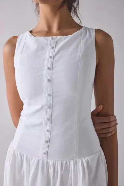 Kiss The Sky Kiss The Sky Boatneck Button-Front Drop Waist Midi Dress 4