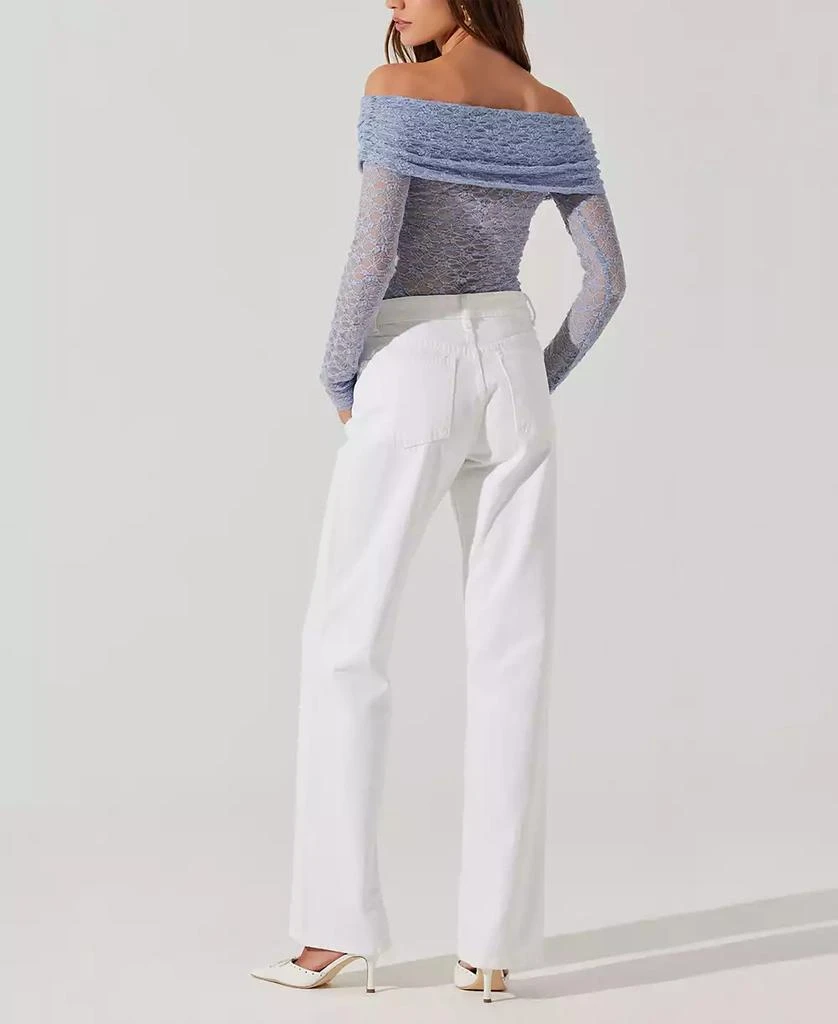 ASTR Women's Sheer Lace Diamante Off-The-Shoulder Top 5