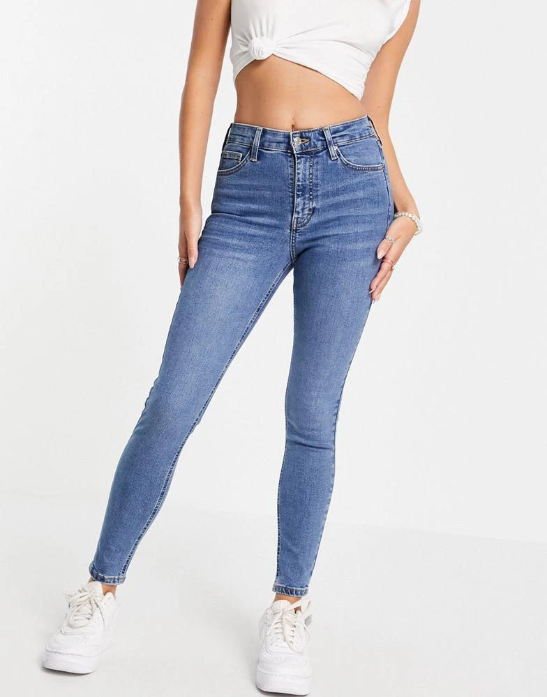 Topshop Topshop high rise Jamie jeans in mid blue 1