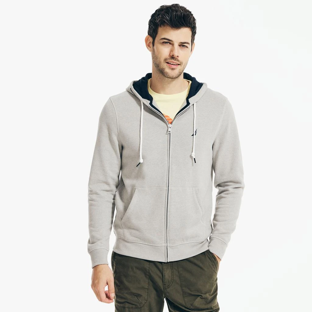 Nautica Mens Solid Full-Zip Hoodie 1