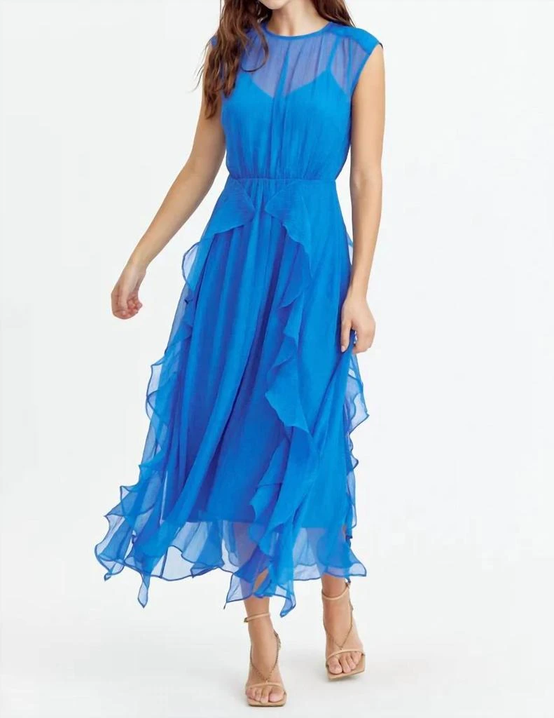 Adelyn Rae Rosalie Cascading Ruffled Midi Dress In Blue 1