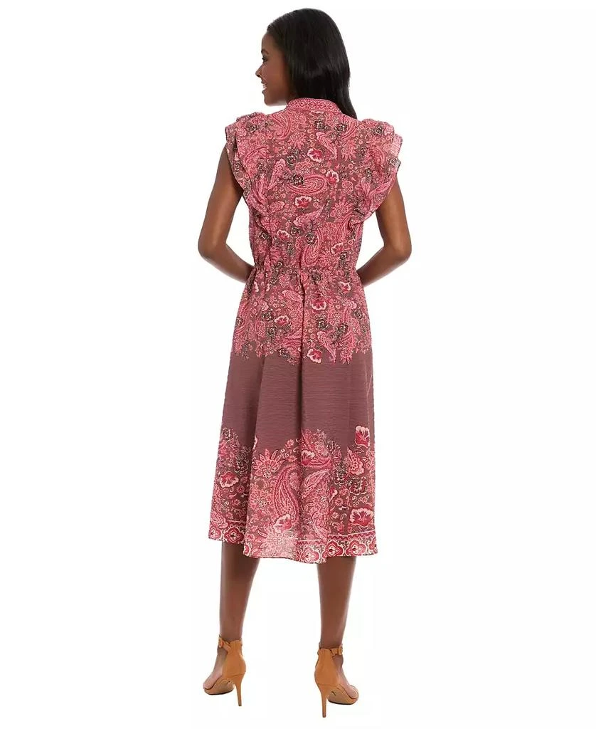 London Times Women's Printed Split-Neckline Ruffle Midi Dress 2