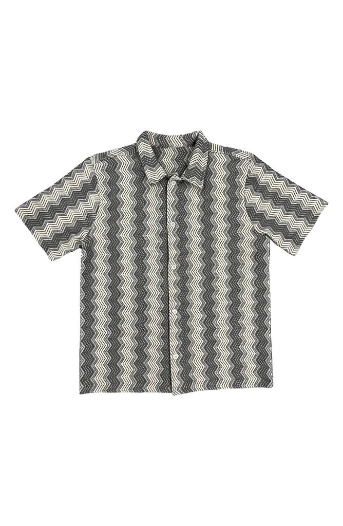 FLEECE FACTORY Zigzag Short Sleeve Button-Up Shirt 1