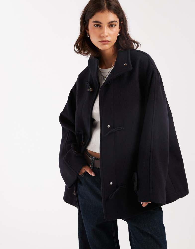 ジャケット・アウター GBH HIGH NECK TOGGLE COAT CHARCOAL ASOS ASOS DESIGN brushed funnel neck coat with toggle detail in