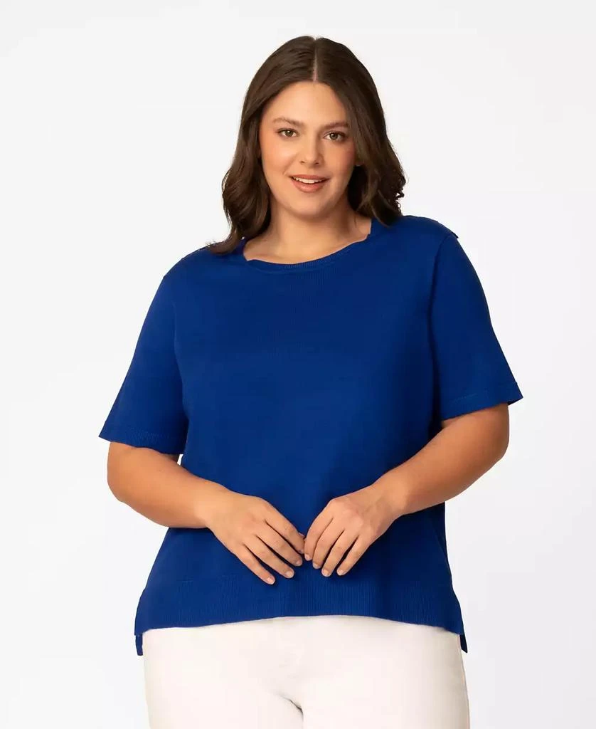 Melissa Paige Plus Size Lace Shoulder Boxy Crewneck Top, Macy
s Exclusive