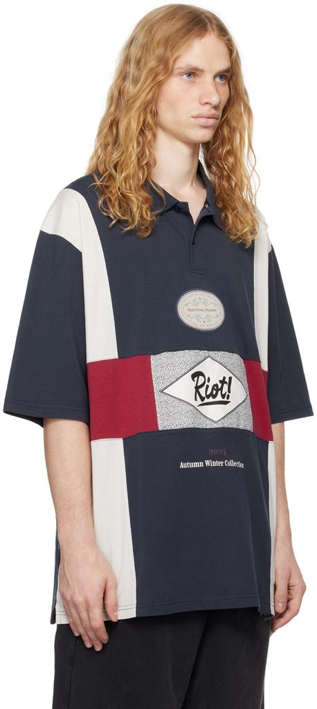 Martine Rose Navy Oversized Panelled Polo