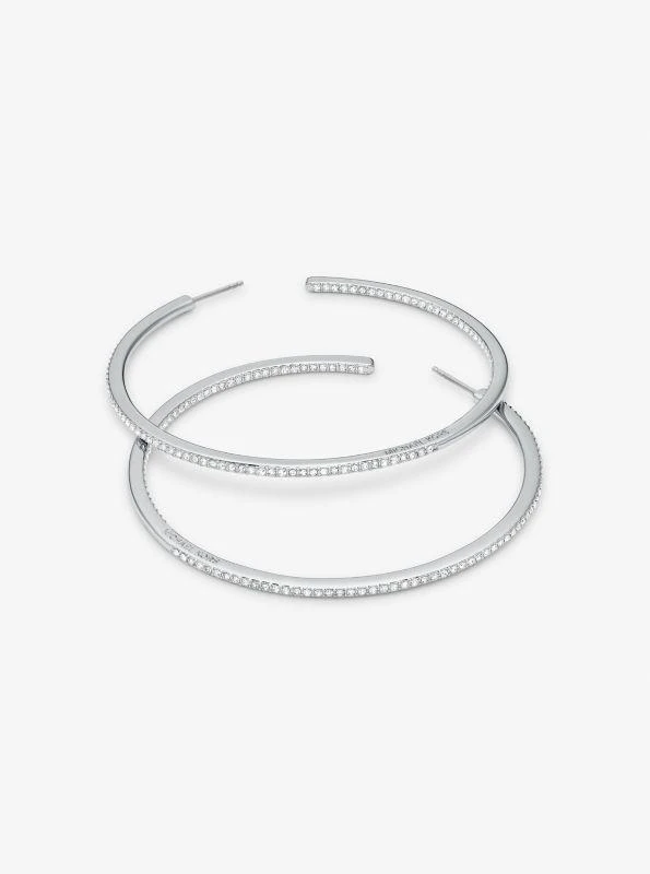 Michael Kors Precious Metal-Plated Brass Pavé Hoop Earrings 2