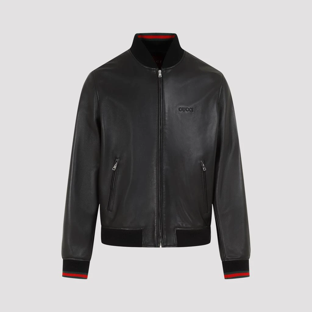 Gucci Black Lamb Leather Bomber Jacket 1