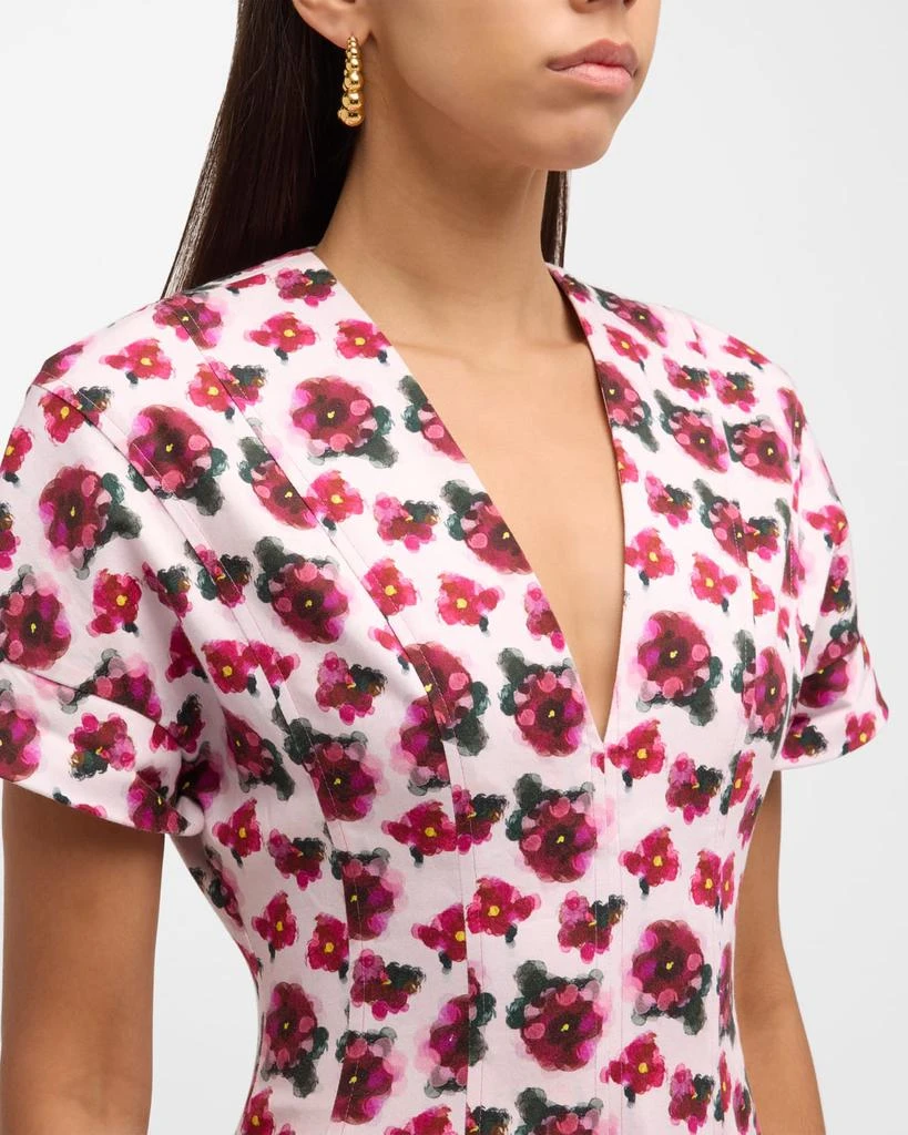 Jonathan Cohen Floral Pleated V-Neck Midi Dress 5
