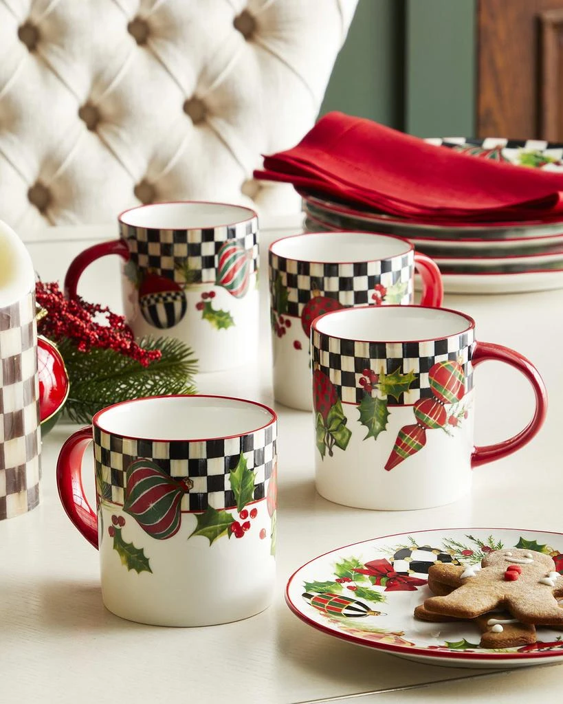 MacKenzie-Childs Deck the Halls Mugs, Set of 4 1