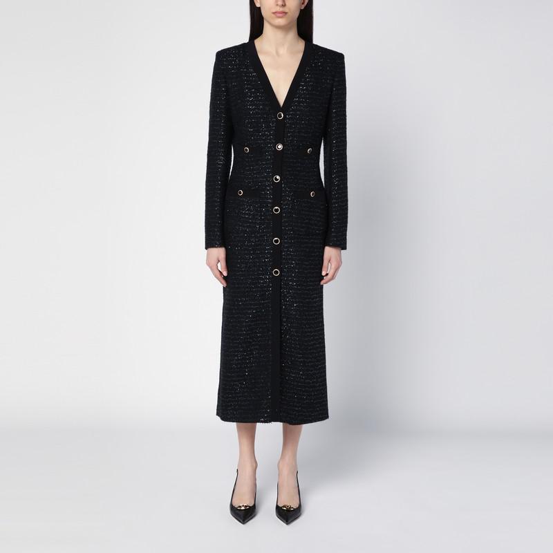 ワンピースその他 Alessandra Rich Black sequin tweed midi dress with buttons Alessandra Rich Black Sequin Tweed Midi Dress With Buttons