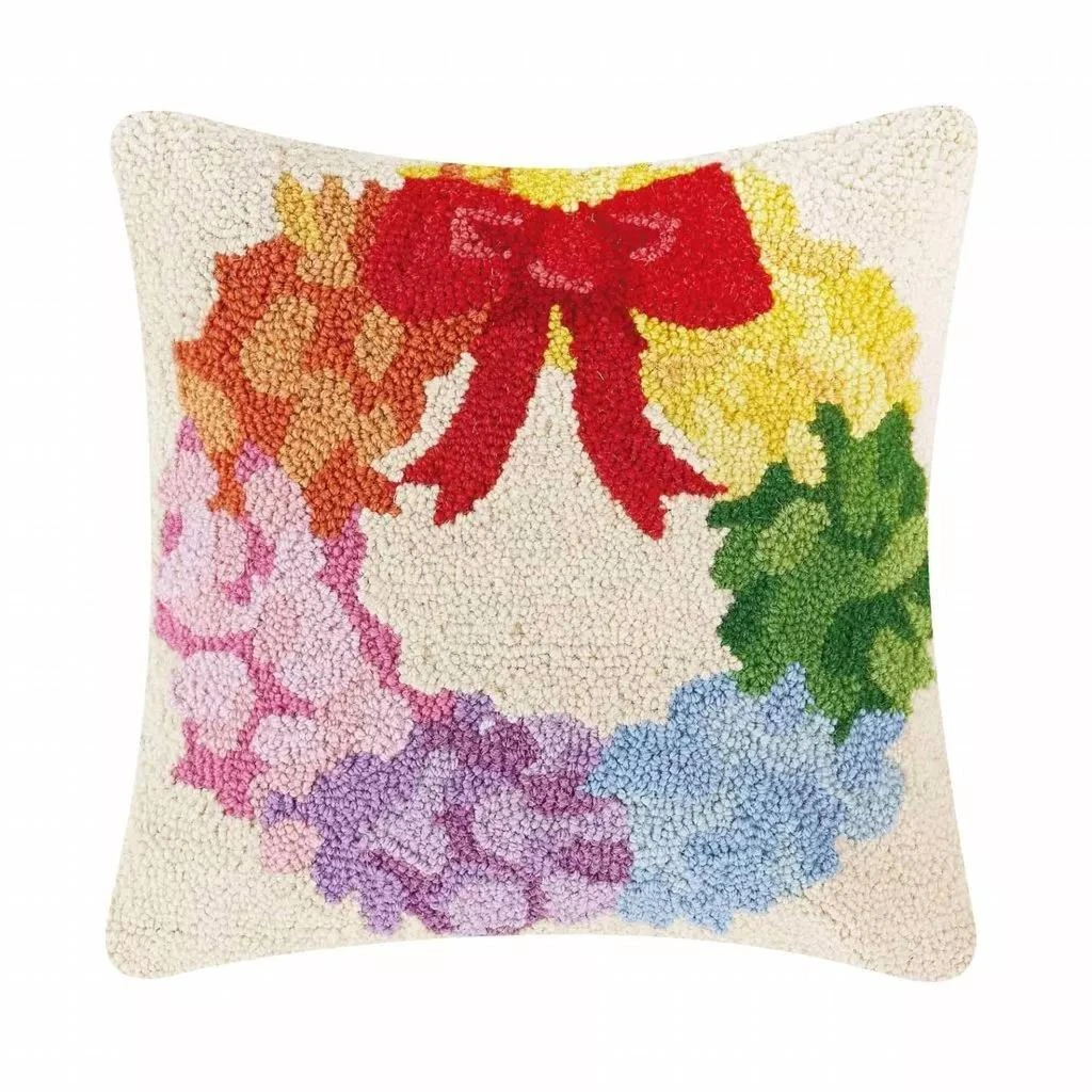 Peking Handicraft Peking Handicraft - Christmas Rainbow Wreath Pillow