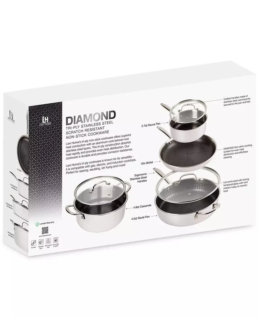 Lexi Home Diamond Tri-Ply Stainless Steel 7-Pc. Cookware Set 7