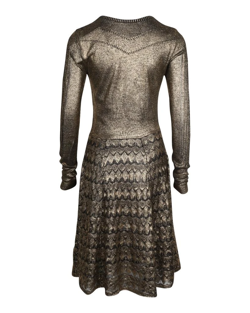 Temperley London Knitted Long Sleeve Dress in Metallic Gold Wool 3