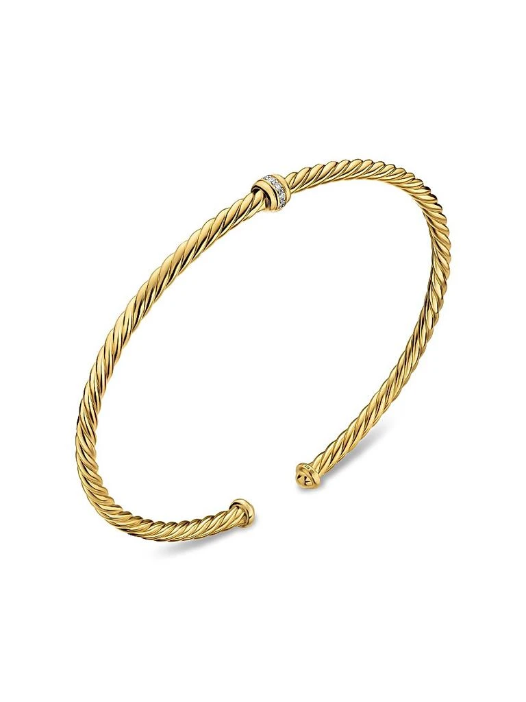 David Yurman Micro Cablespira Flex Center Station Bracelet in 18K Yellow Gold, 2.6MM 2