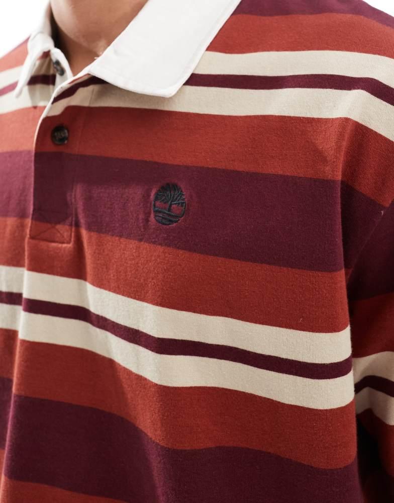 Timberland Timberland Striped rugby polo in burnt henna yd