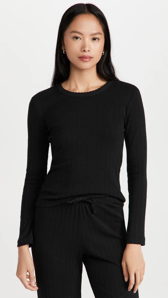 Leset Pointelle Slim Fit Long Sleeve Top 1