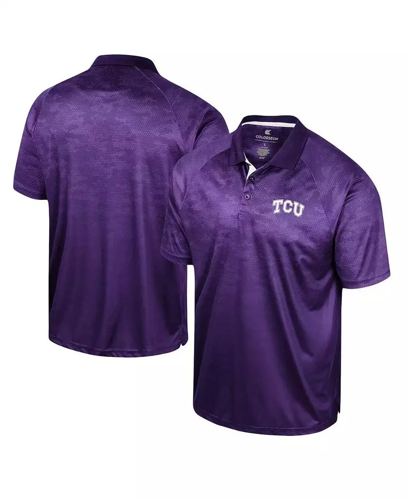 Colosseum Men's Purple TCU Horned Frogs Honeycomb Raglan Polo Shirt 1