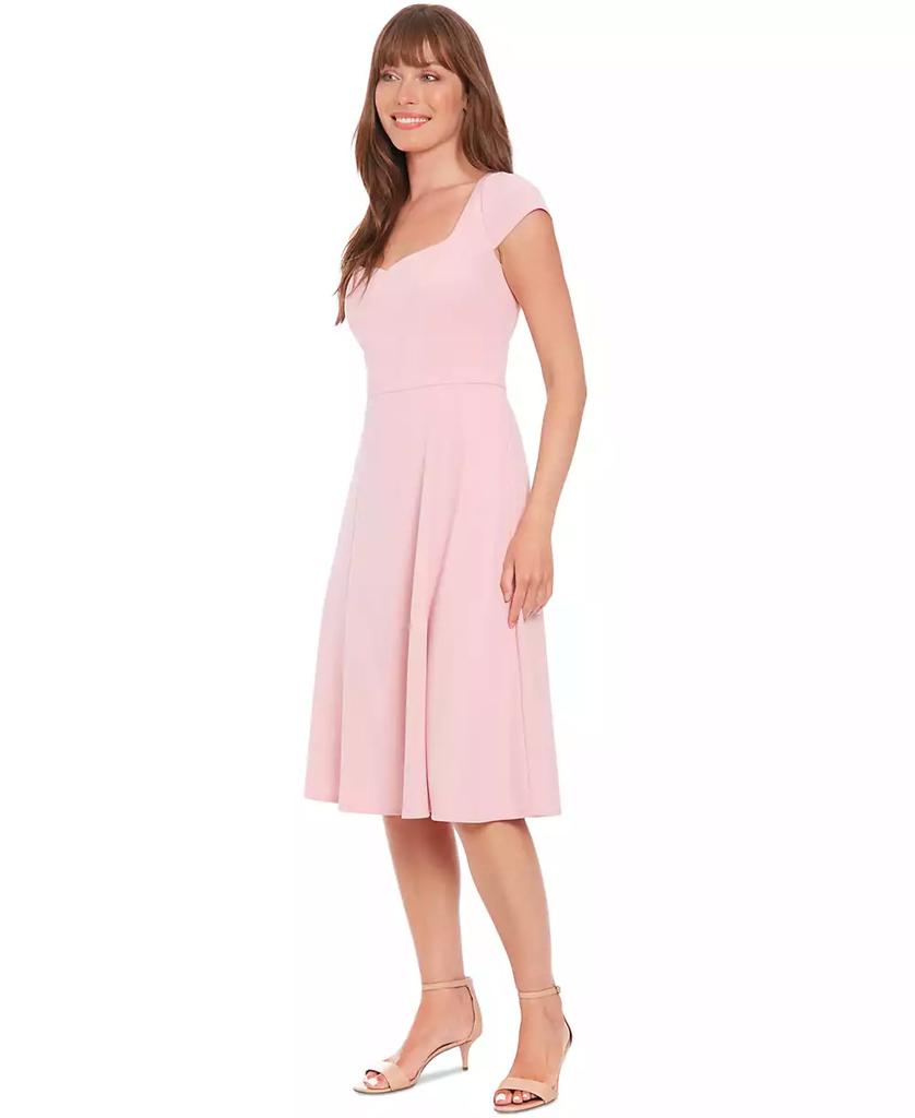 London Times Petite Sweetheart-Neck Cap-Sleeve Dress