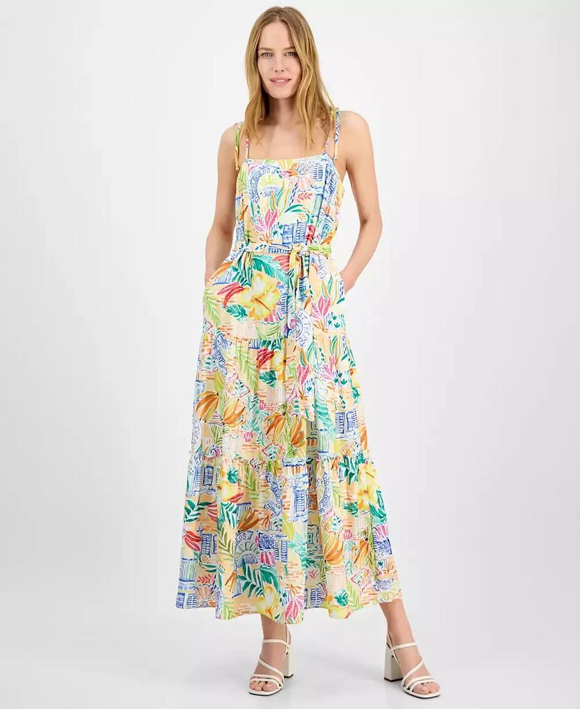 julia jordan Women's Straight-Neck Sleeveless Printed Dress 1