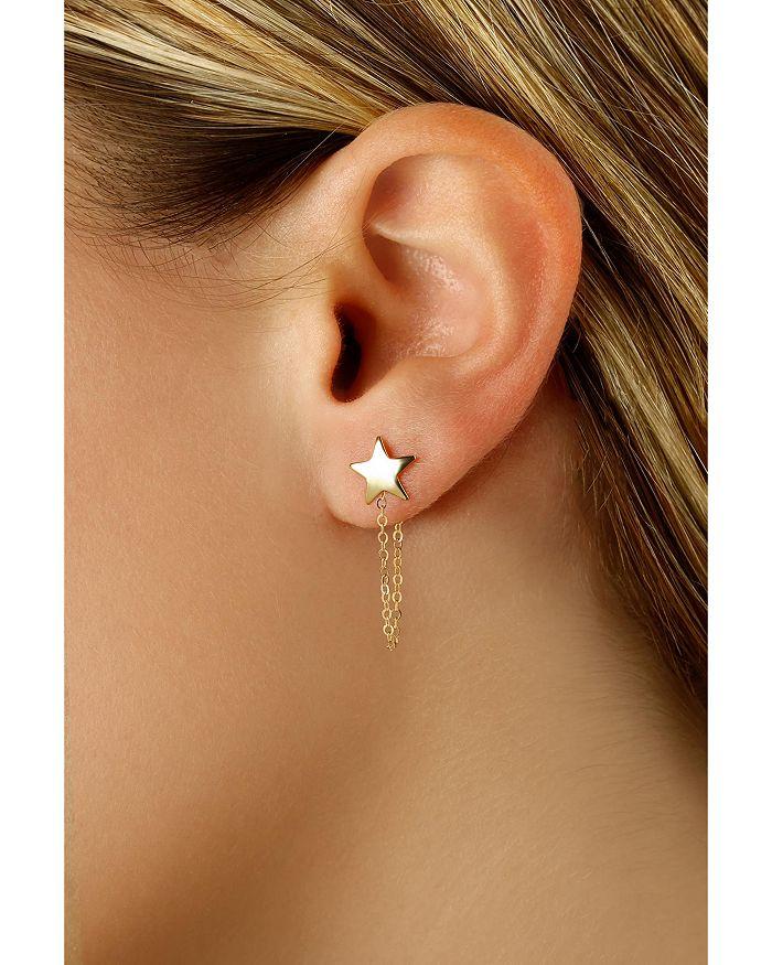 Moon & Meadow 14K Yellow Gold Star Draped Chain Earrings - Exclusive