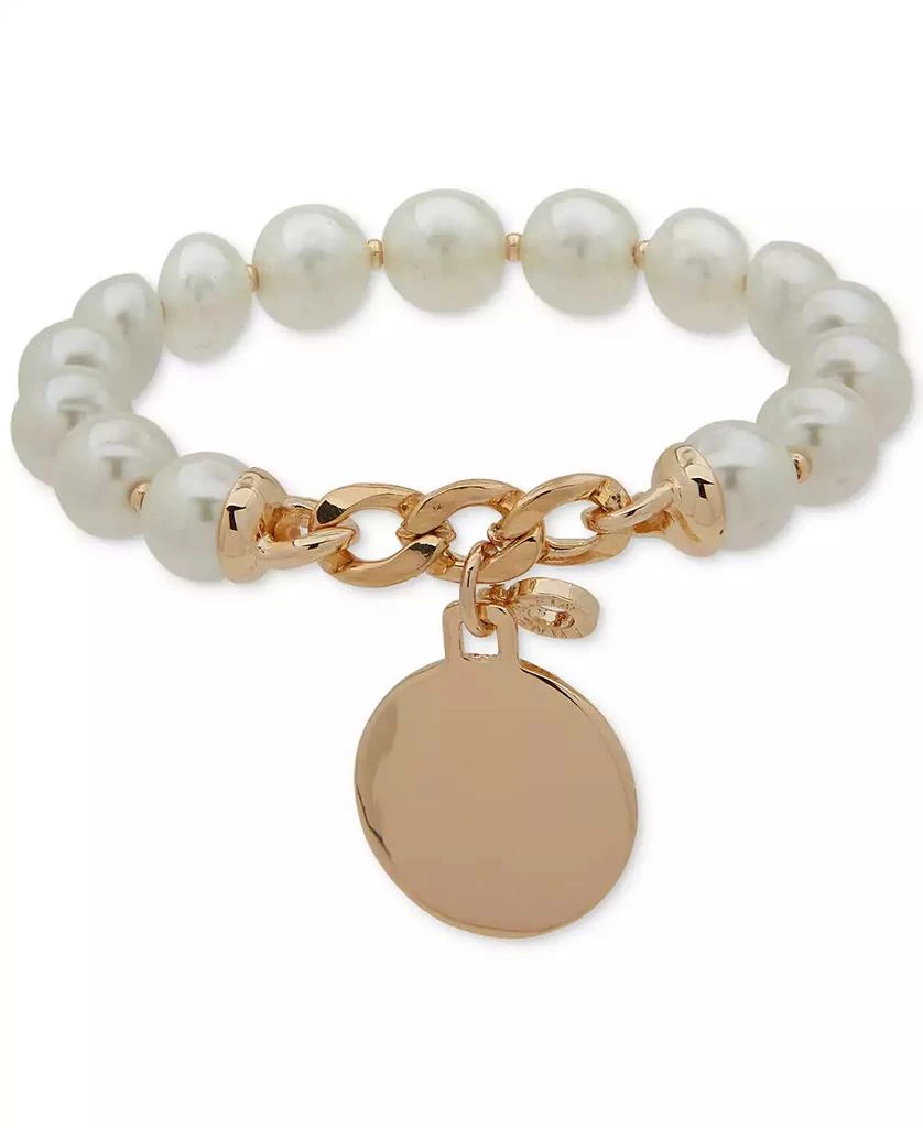 Anne Klein Gold-Tone Imitation-Pearl Stretch Charm Bracelet 1