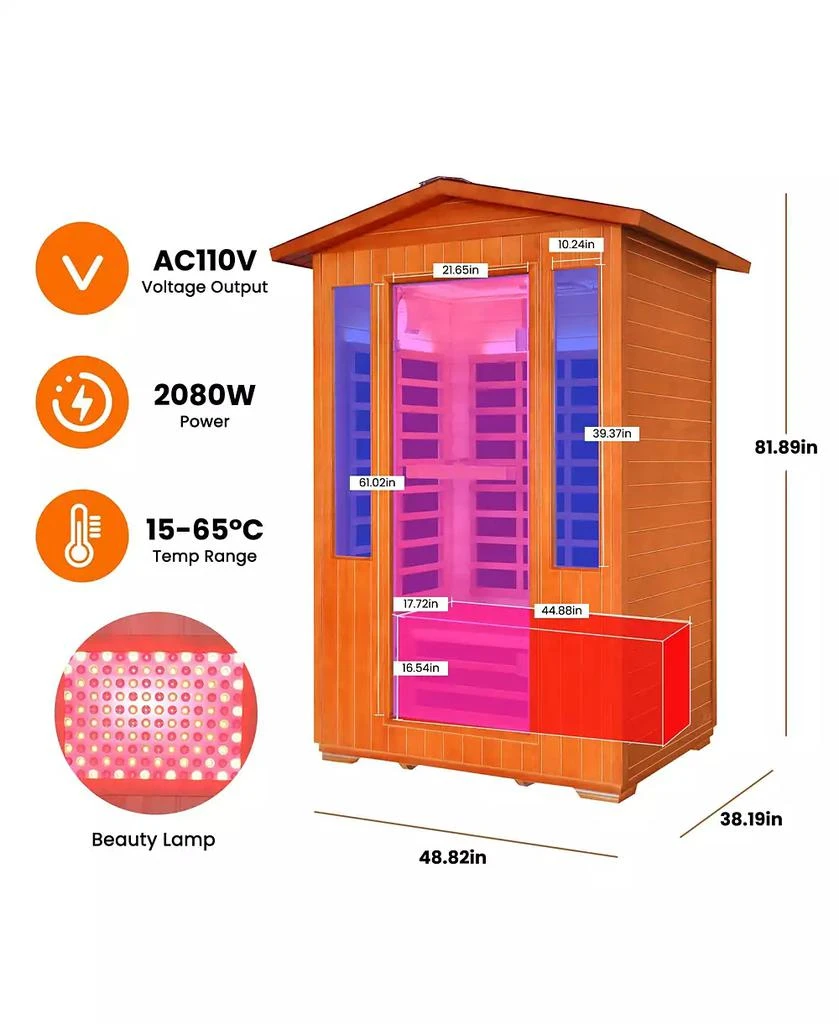 Mondawe Infrared Sauna Room with 8 Heaters, 2000W, Fir 
Red Cedar 2