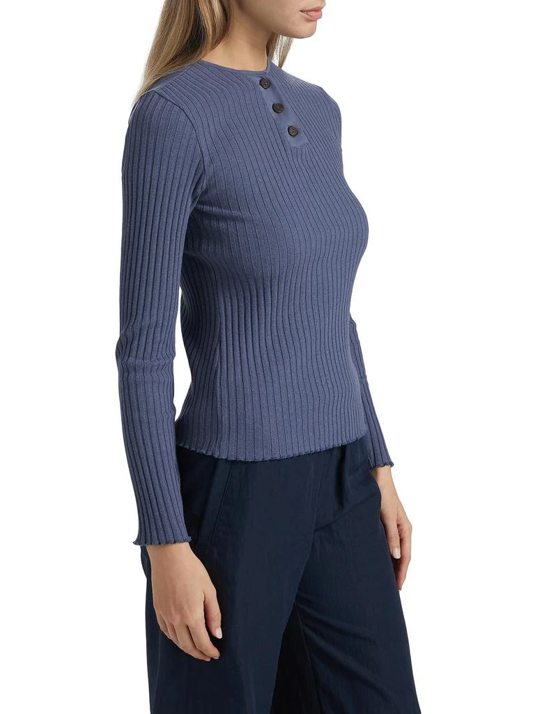 Vince Rib-Knit Henley Top 3