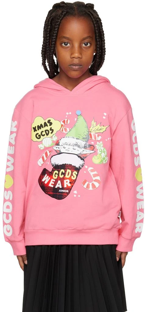 GCDS Kids Pink Graphic Hoodie 1