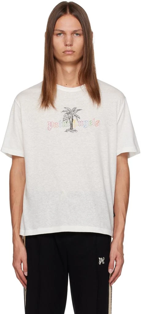 Palm Angels White Printed T-Shirt 1