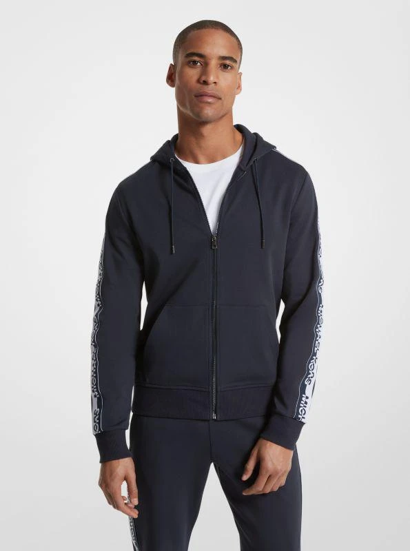 Michael Kors Logo Tape Cotton Blend Zip-Up Hoodie 1
