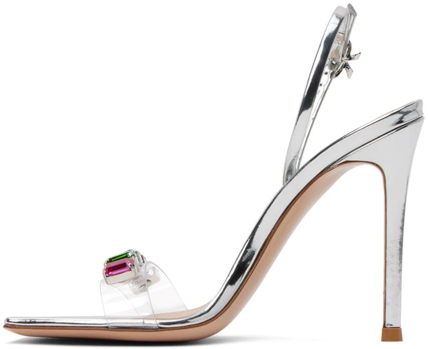 Gianvito Rossi Silver Ribbon Candy Heeled Sandals 3